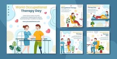 World Occupational Therapy Day Social Media Post Template Hand Drawn Cartoon Flat Illustration vector