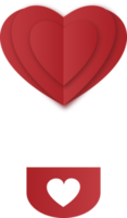 Roter herzförmiger Heißluftballon, Herz-Heißluftballon-Papierschnitt png