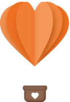 Orange Heart Hot Air Balloon Paper Cut, Heart Shaped Hot Air Balloon png