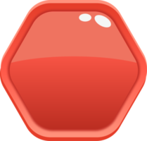 Red Cartoon Hexagon Button png