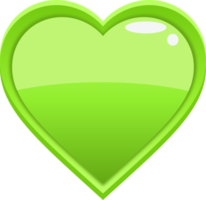 botão de coração verde dos desenhos animados png