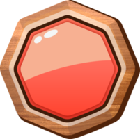 botón de madera octágono rojo de dibujos animados png