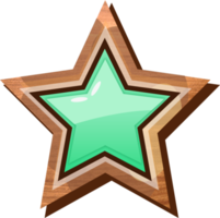 Green Cartoon Star Wooden Button png