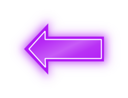bannière de flèche violette néon, flèche néon png