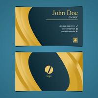 Gold blue business card template design minimalist vector