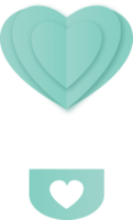 Turquoise Heart Shaped Hot Air Balloon, Heart Hot Air Balloon Paper Cut png