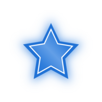 bannière étoile bleu néon, étoile néon png