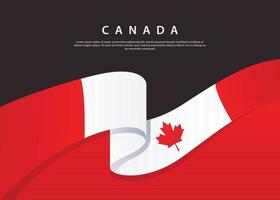 Canada Flag Flowing. Canada flag on Black background. Vector illustration template