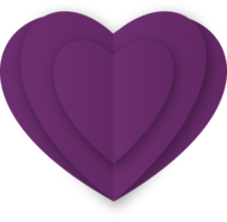 coeur découpé en papier violet png