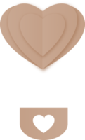 Brauner, herzförmiger Heißluftballon, herzförmiger Heißluftballon-Papierschnitt png