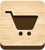 botón de carrito de compras de madera, icono de madera png