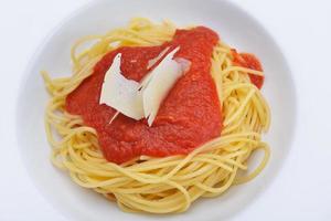 Italian spaghetti on white photo