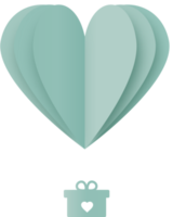 Turquoise Heart Hot Air Balloon Paper Cut, Heart Shaped Hot Air Balloon png