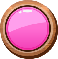 Pink Cartoon Round Wooden Button png