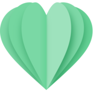 coeur de papier vert png, coeur de papier saint valentin png