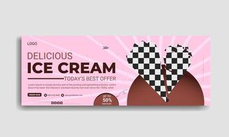 Special delicious ice cream dessert social media cover design and web banner template vector