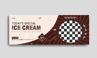 Ice cream promotional web banner or social media cover design template vector