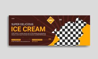 diseño especial de portada de redes sociales de postre de helado delicioso y plantilla de banner web vector