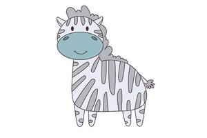 Vector cartoon doodle zebra. African animal. funny kind giraffe. Funny cute zebra. Adorable little african animal for fashion print, kids wear, nursery, poster, invitation, greeting card design