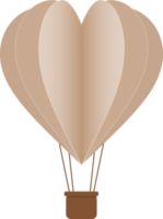 corte de papel de balão de ar quente de coração marrom, balão de ar quente em forma de coração png
