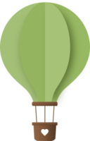 ballon à air chaud en papier vert, papier ballon à air chaud découpé png