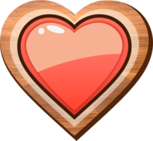 botón de madera de corazón rojo de dibujos animados png