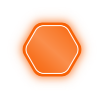 bannière hexagonale orange néon, hexagone néon png