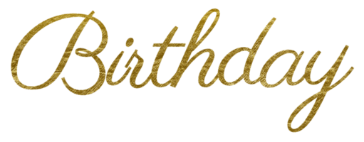 cumpleaños de letras de texto dorado cortado png