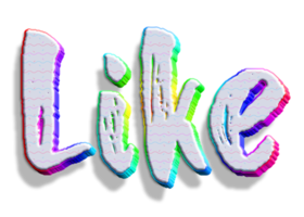 rainbow volumetric 3D Text of the inscription Like isolated cut out png