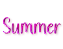 Pink volumetric 3D Text inscription Summer isolated cut out png