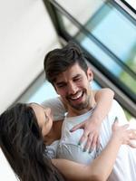 relaxed young couple at home photo