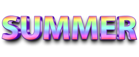 Rainbow volumetric 3D Text inscription Summer isolated cut out png