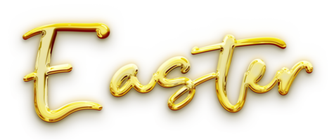Gold volumetric 3D Text inscription Easter isolated cut out png