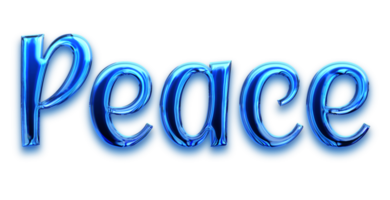 Blue volumetric 3D Text of the inscription Peace isolated cut out png