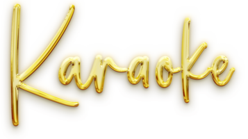 Golden volumetric 3D Text of the inscription Karaoke isolated cut out png