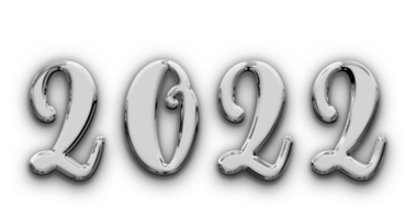 Metallic volumetric 3D Text of the inscription 2022 isolated cut out png