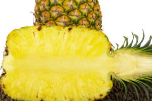 Yellow Juicy Ripe pineapple isolated cut out png