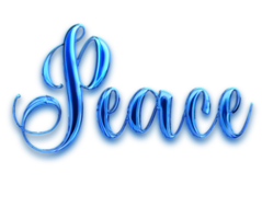 Blue volumetric 3D Text of the inscription Peace isolated cut out png