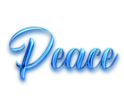 Blue volumetric 3D Text of the inscription Peace isolated cut out png