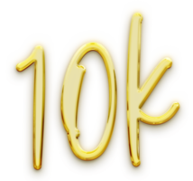 Golden volumetric 3D Text of the inscription 10K isolated cut out png