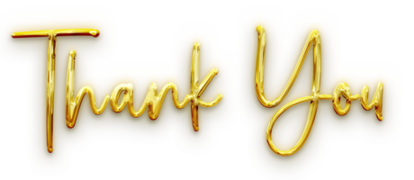 Golden volumetric 3D Text of the inscription Thank You isolated cut out png