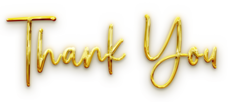 Golden volumetric 3D Text of the inscription Thank You isolated cut out png