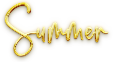 Golden volumetric 3D Text inscription Summer isolated cut out png