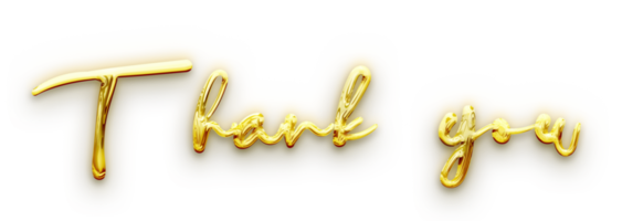 Golden volumetric 3D Text of the inscription Thank You isolated cut out png