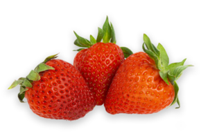 Red fresh ripe delicious strawberry with green leaf png