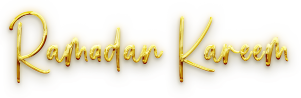 Golden volumetric 3D Text of the inscription Ramadan Kareem isolated cut out png