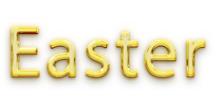 Gold volumetric 3D Text inscription Easter isolated cut out png