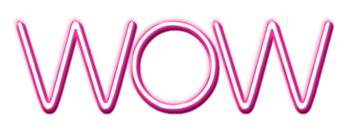 Red Neon Text Wow cut out png