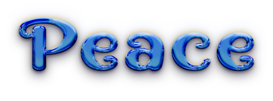 Blue volumetric 3D Text of the inscription Peace isolated cut out png