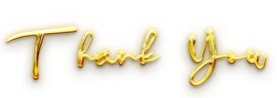 Golden volumetric 3D Text of the inscription Thank You isolated cut out png